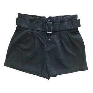 Haute Monde Belted High Waist Black Shorts
